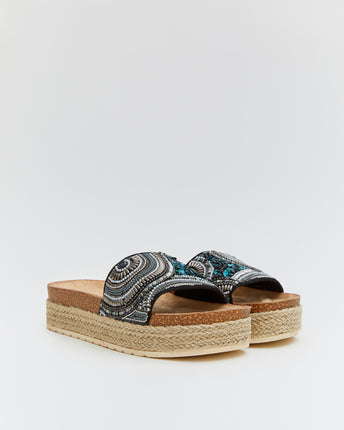 Buonarotti Hausschuhe Schwarz Plateau Perlen