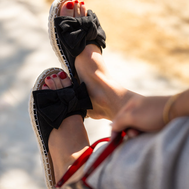 Buonarotti Hausschuhe Schwarz Suedine Bow