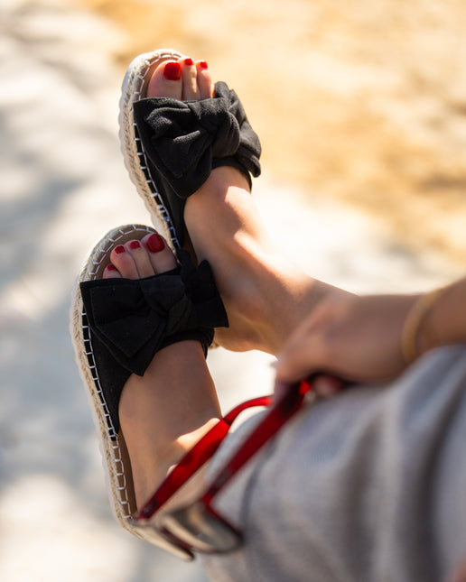 Buonarotti Hausschuhe Schwarz Suedine Bow