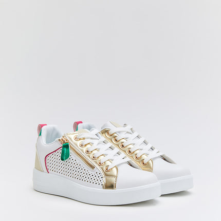 Buonarotti Turnschuhe Weiß Zip Gold Farbe