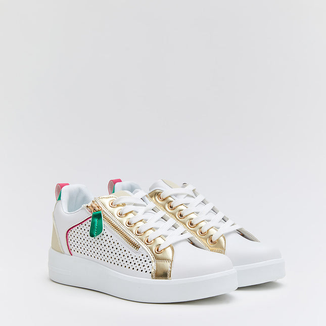 Buonarotti Turnschuhe Weiß Zip Gold Farbe