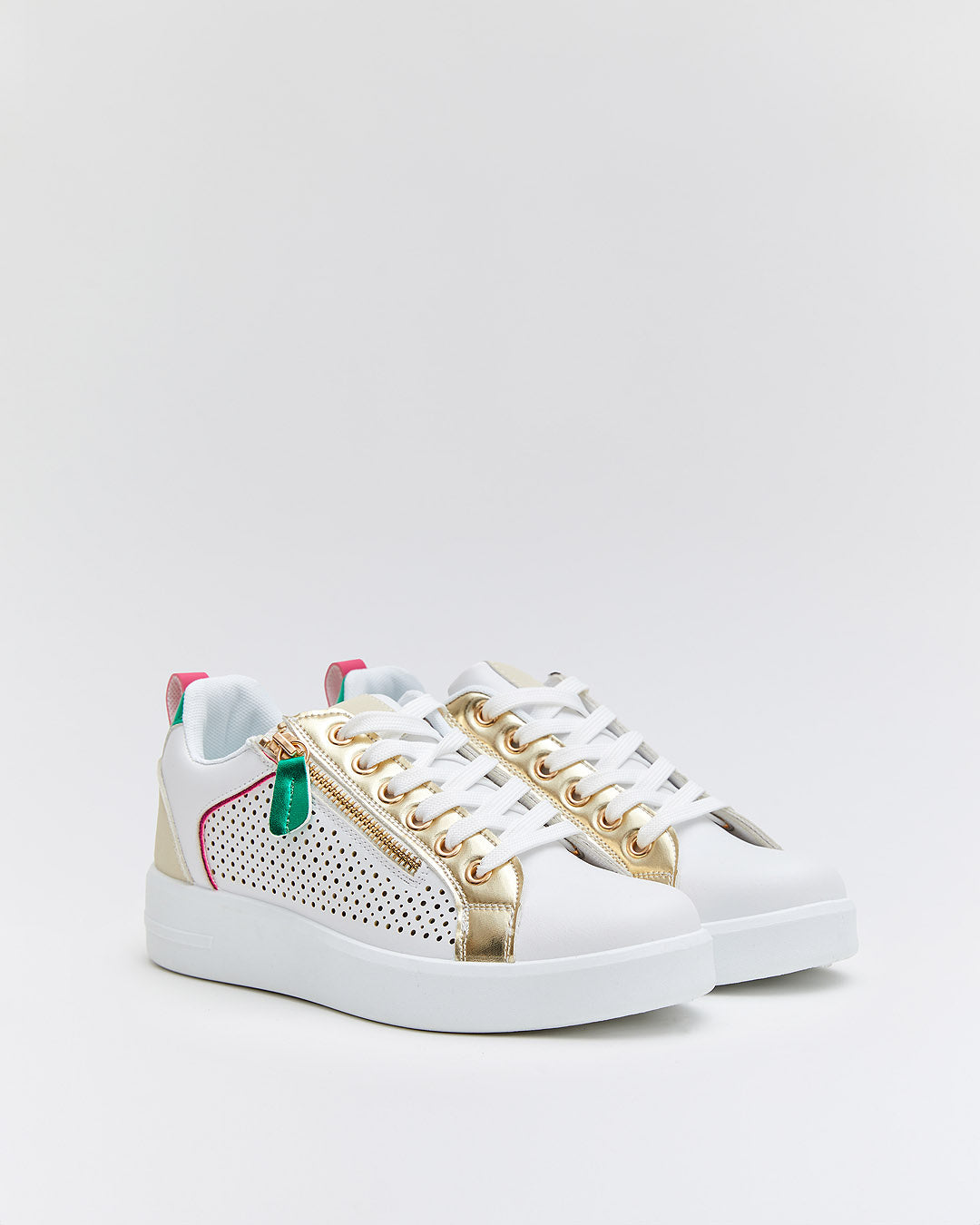 Buonarotti Turnschuhe Weiß Zip Gold Farbe