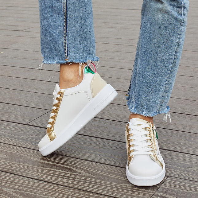 Buonarotti Turnschuhe Weiß Zip Gold Farbe