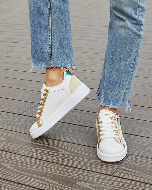 Buonarotti Turnschuhe Weiß Zip Gold Farbe