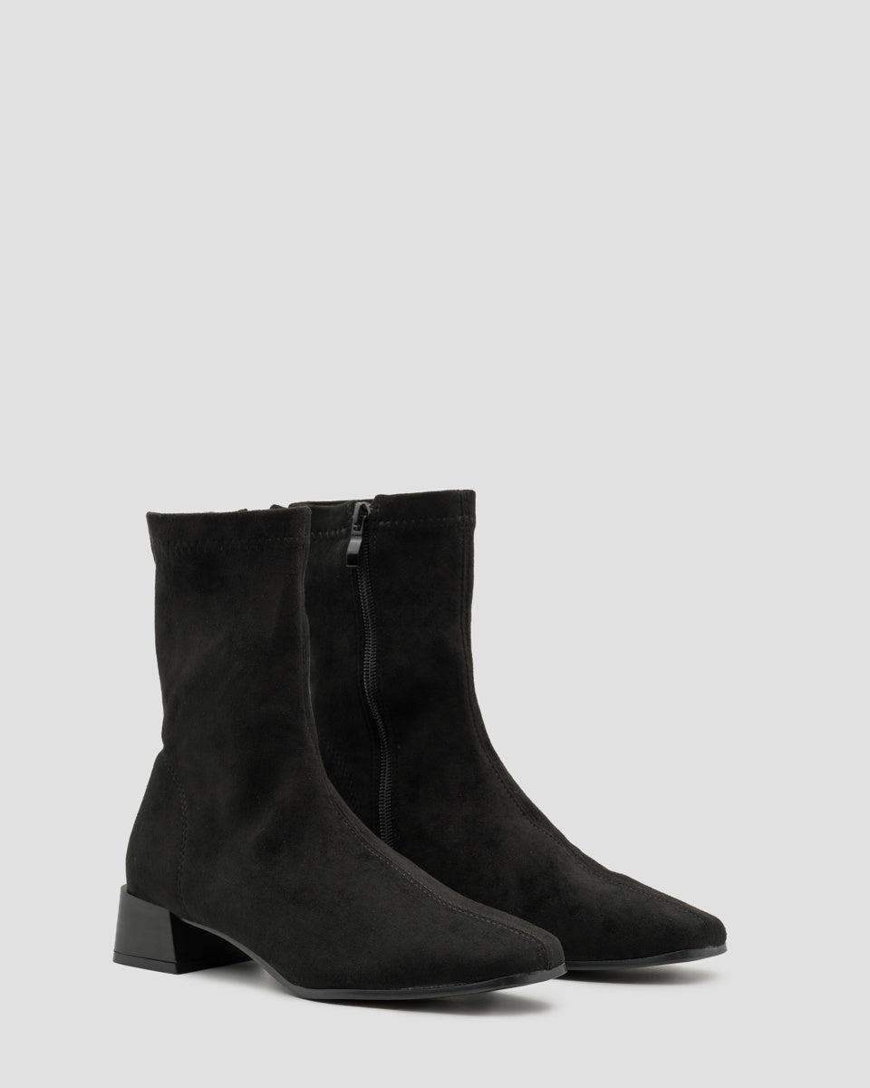 Buonarotti Sock Booties Schwarz Suedine Blockabsatz