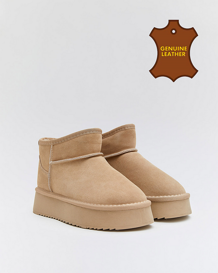 Buonarotti Ugie Stiefel Khaki Leder Plateau