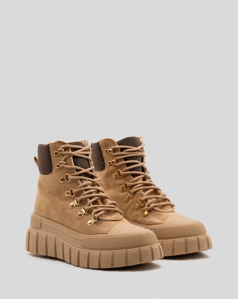 Buonarotti Tierarztstiefel Kamel Wildleder Gold