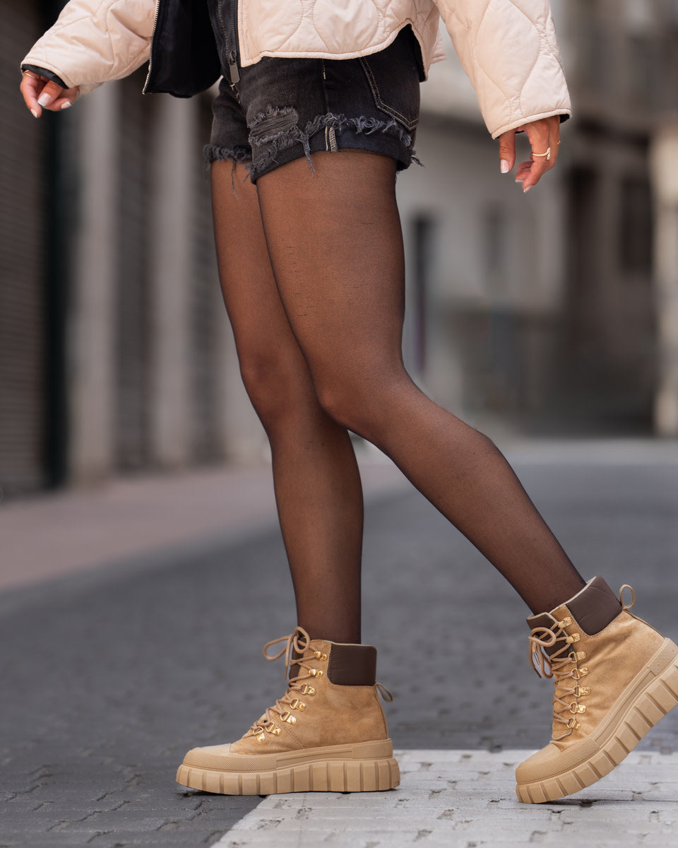 Buonarotti Tierarztstiefel Kamel Wildleder Gold