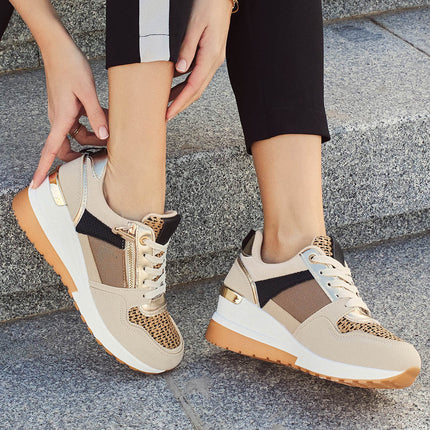 Buonarotti Wedge Sneakers Khaki Reißverschluss Canvas