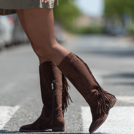 Buonarotti Westernstiefel Braun Suedine Fransen