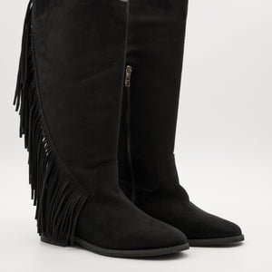 Buonarotti Westernstiefel Schwarz Suedine Fransen