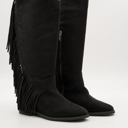 Buonarotti Westernstiefel Schwarz Suedine Fransen