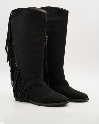 Buonarotti Westernstiefel Schwarz Suedine Fransen