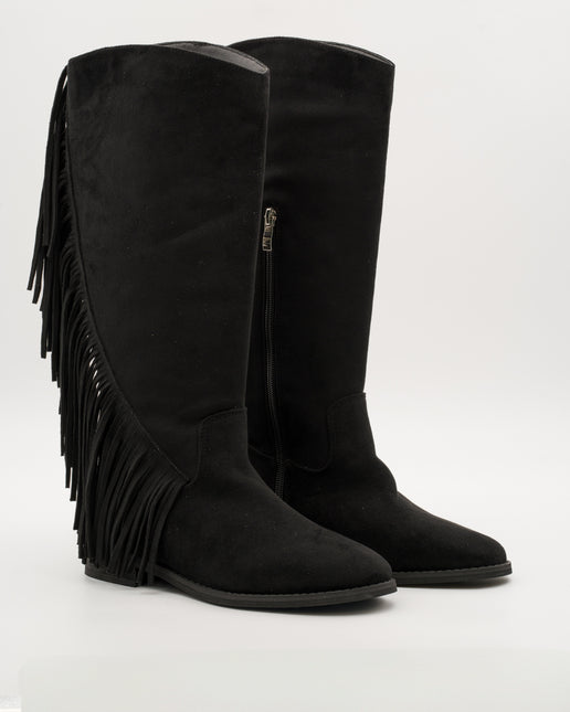 Buonarotti Westernstiefel Schwarz Suedine Fransen