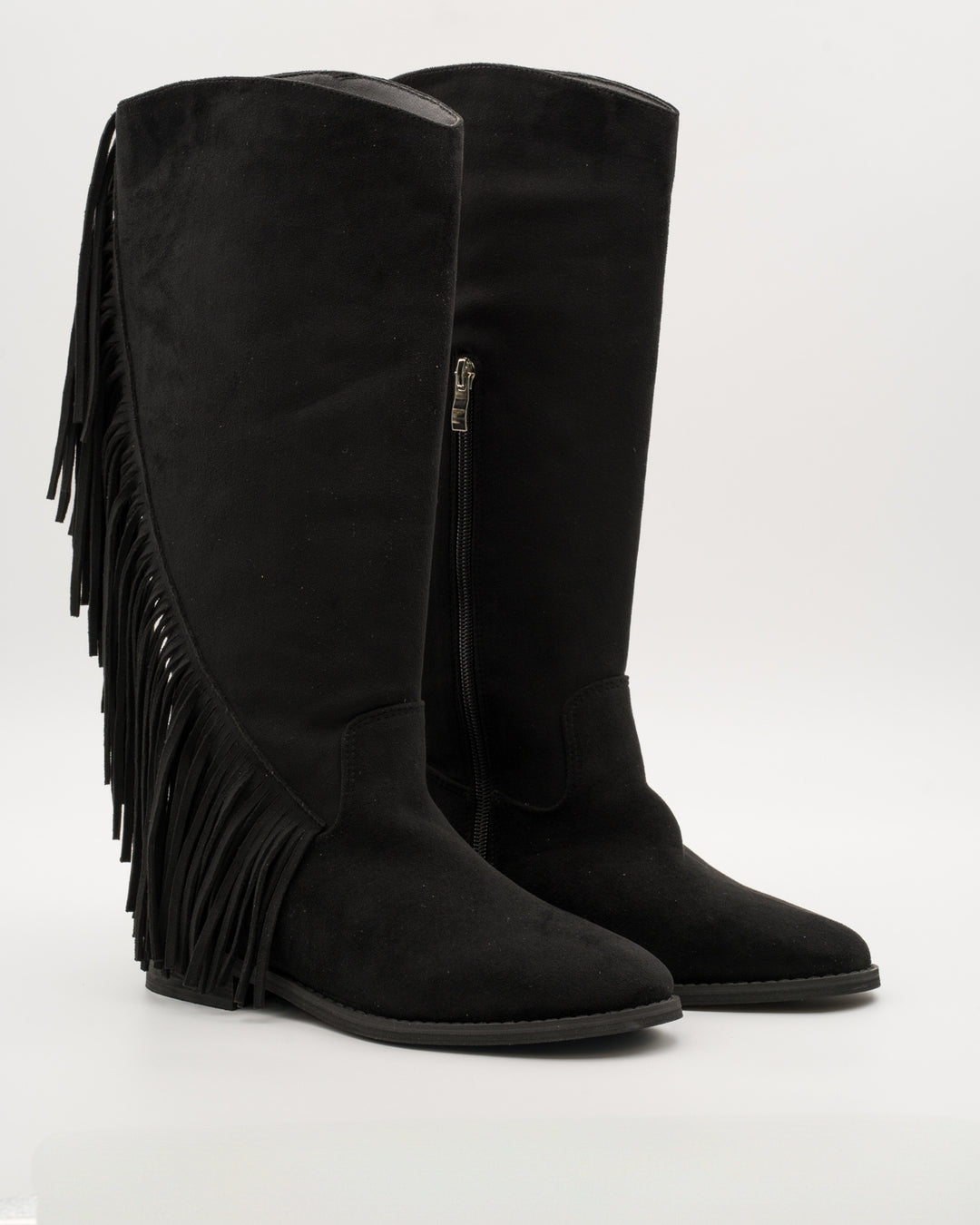 Buonarotti Westernstiefel Schwarz Suedine Fransen