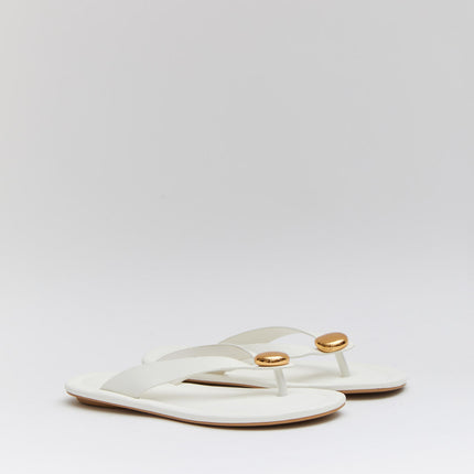 Buonarotti Weiße Flip Flops Goldener Knopf
