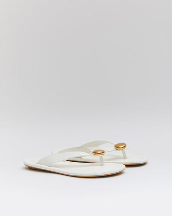 Buonarotti Weiße Flip Flops Goldener Knopf