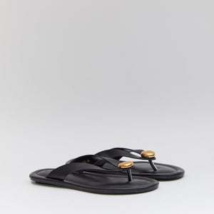 Buonarotti Schwarze Flip Flops Goldener Knopf