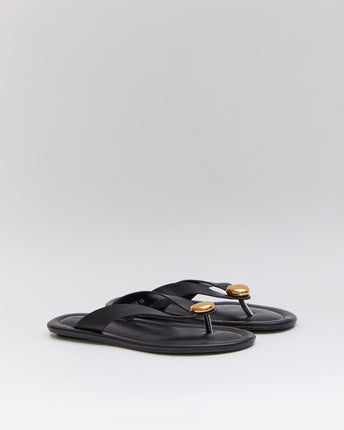 Buonarotti Schwarze Flip Flops Goldener Knopf