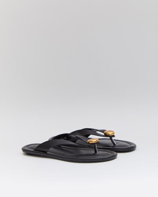 Buonarotti Schwarze Flip Flops Goldener Knopf