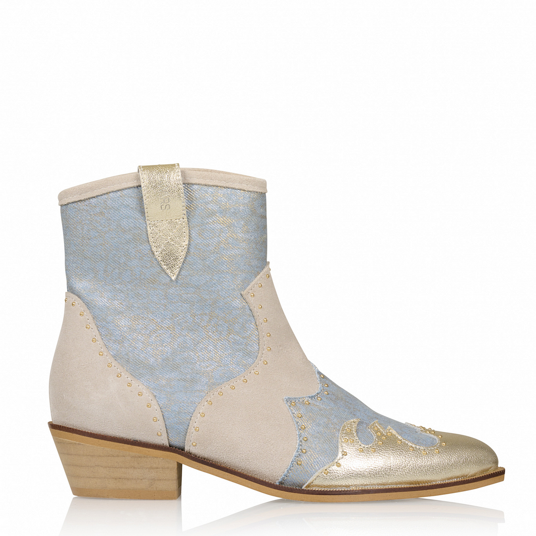 DWRS The label DWRS Cowboy-Stiefel LYON Nieten Champagner - Jeans