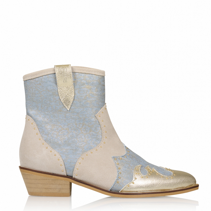 DWRS The label DWRS Cowboy-Stiefel LYON Nieten Champagner - Jeans