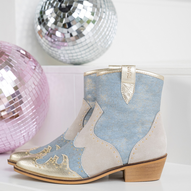 DWRS The label DWRS Cowboy-Stiefel LYON Nieten Champagner - Jeans