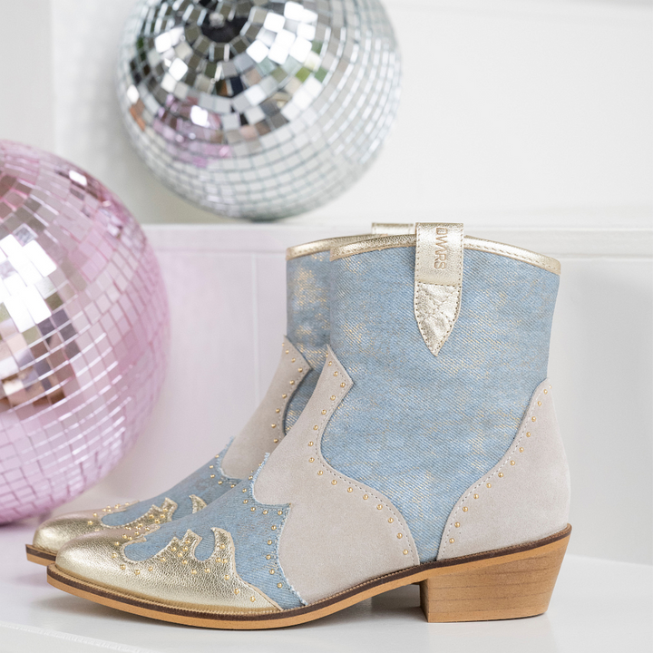 DWRS The label DWRS Cowboy-Stiefel LYON Nieten Champagner - Jeans