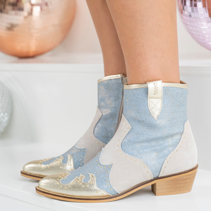 DWRS The label DWRS Cowboy-Stiefel LYON Nieten Champagner - Jeans
