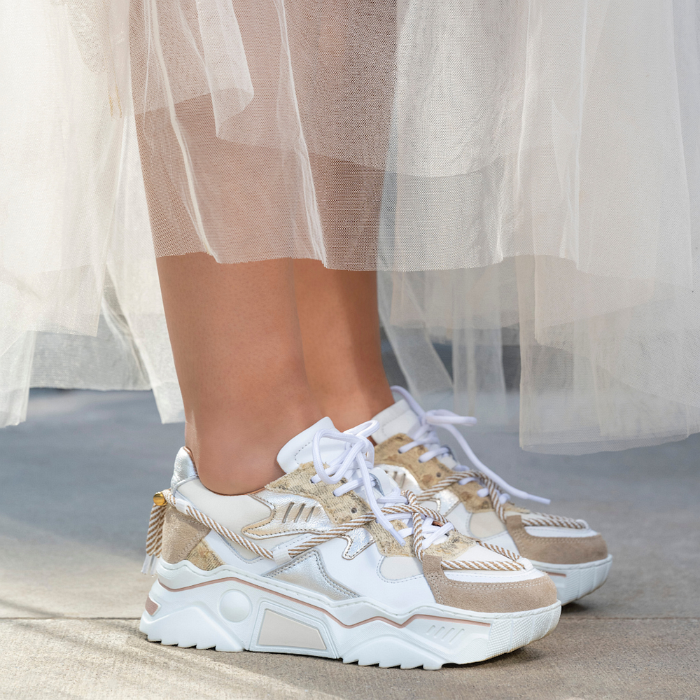 DWRS The label DWRS Turnschuhe JUPITER Schlange Sand Champagner
