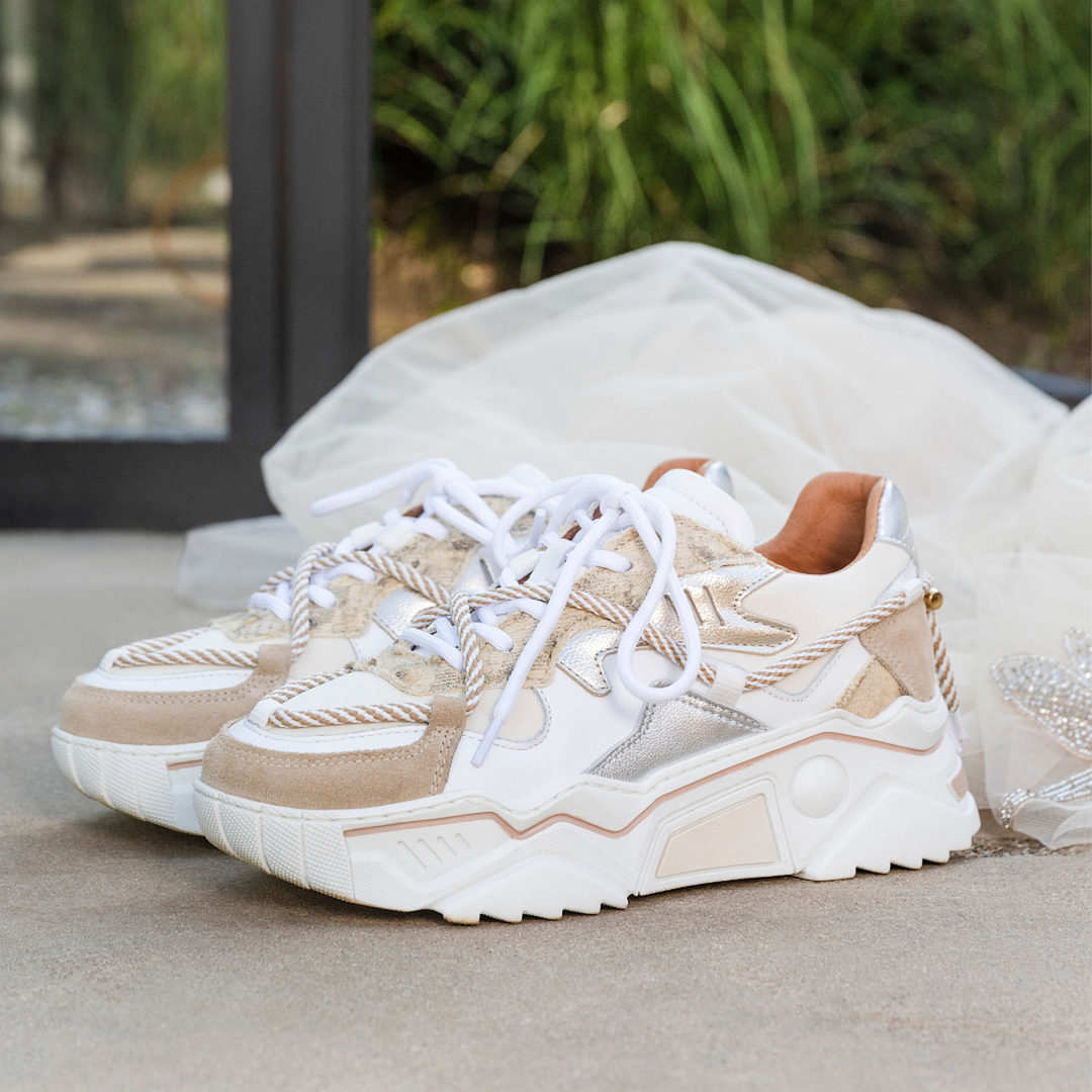 DWRS The label DWRS Turnschuhe JUPITER Schlange Sand Champagner