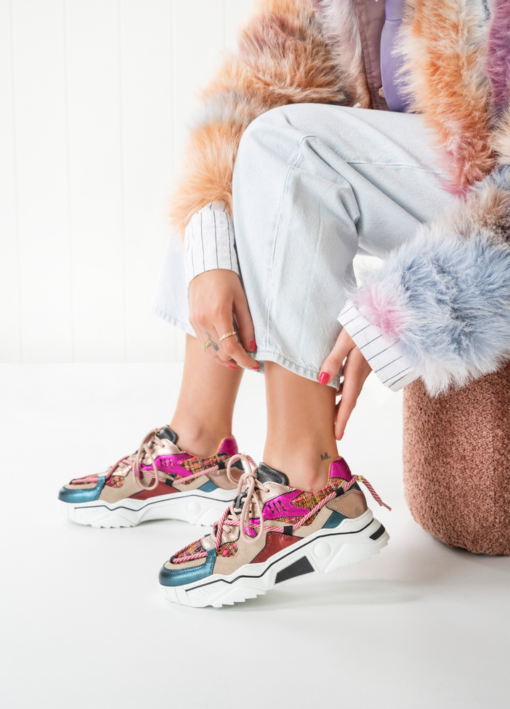 DWRS The label DWRS Turnschuhe JUPITER Tweed Beige Fuchsia