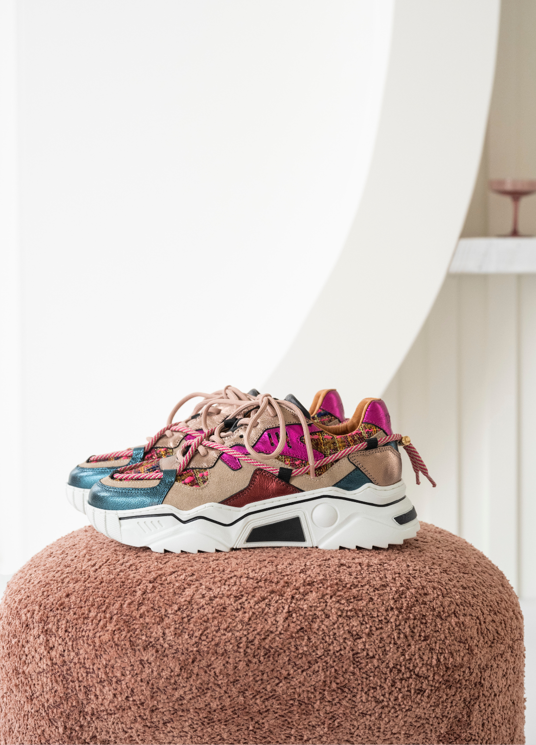 DWRS The label DWRS Turnschuhe JUPITER Tweed Beige Fuchsia