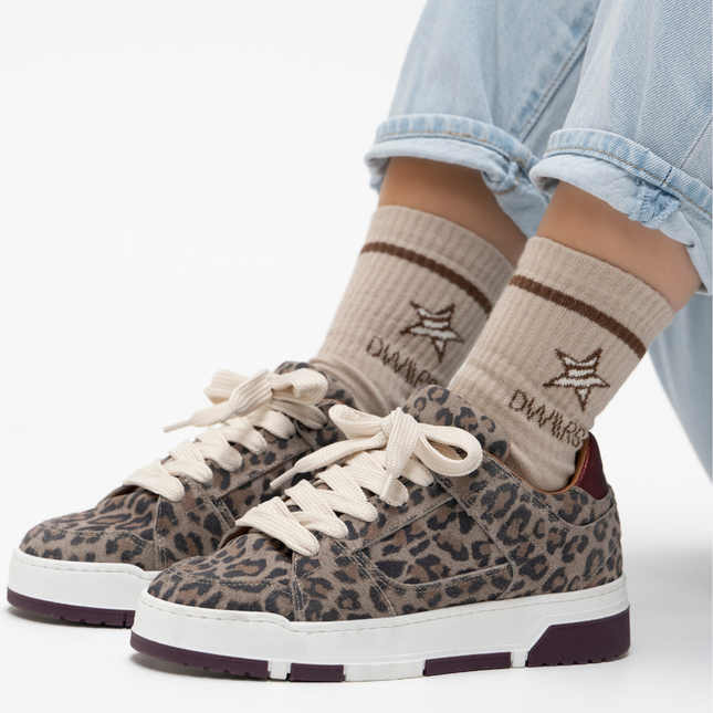 DWRS The label DWRS Turnschuhe WHITBY Brodeaux leopard