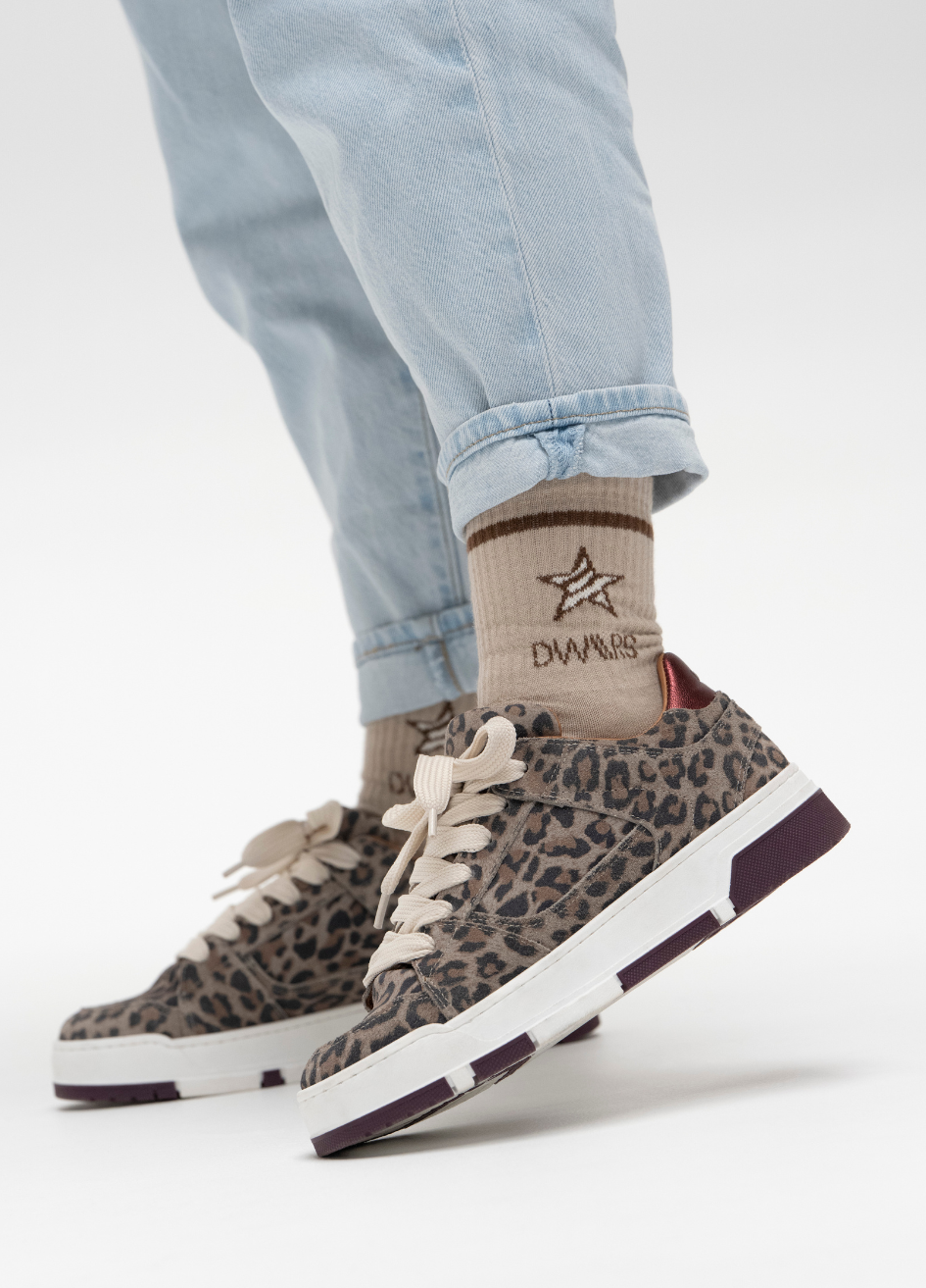 DWRS The label DWRS Turnschuhe WHITBY Brodeaux leopard