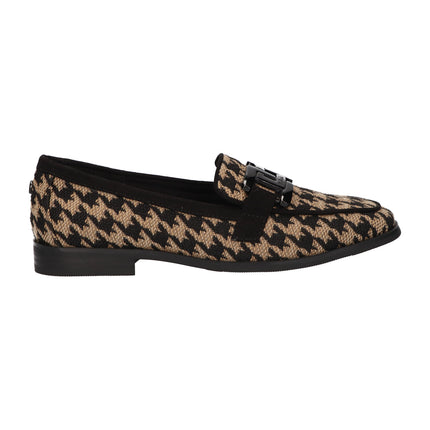 La Strada Loafers Schwarz Print Beige Schnalle