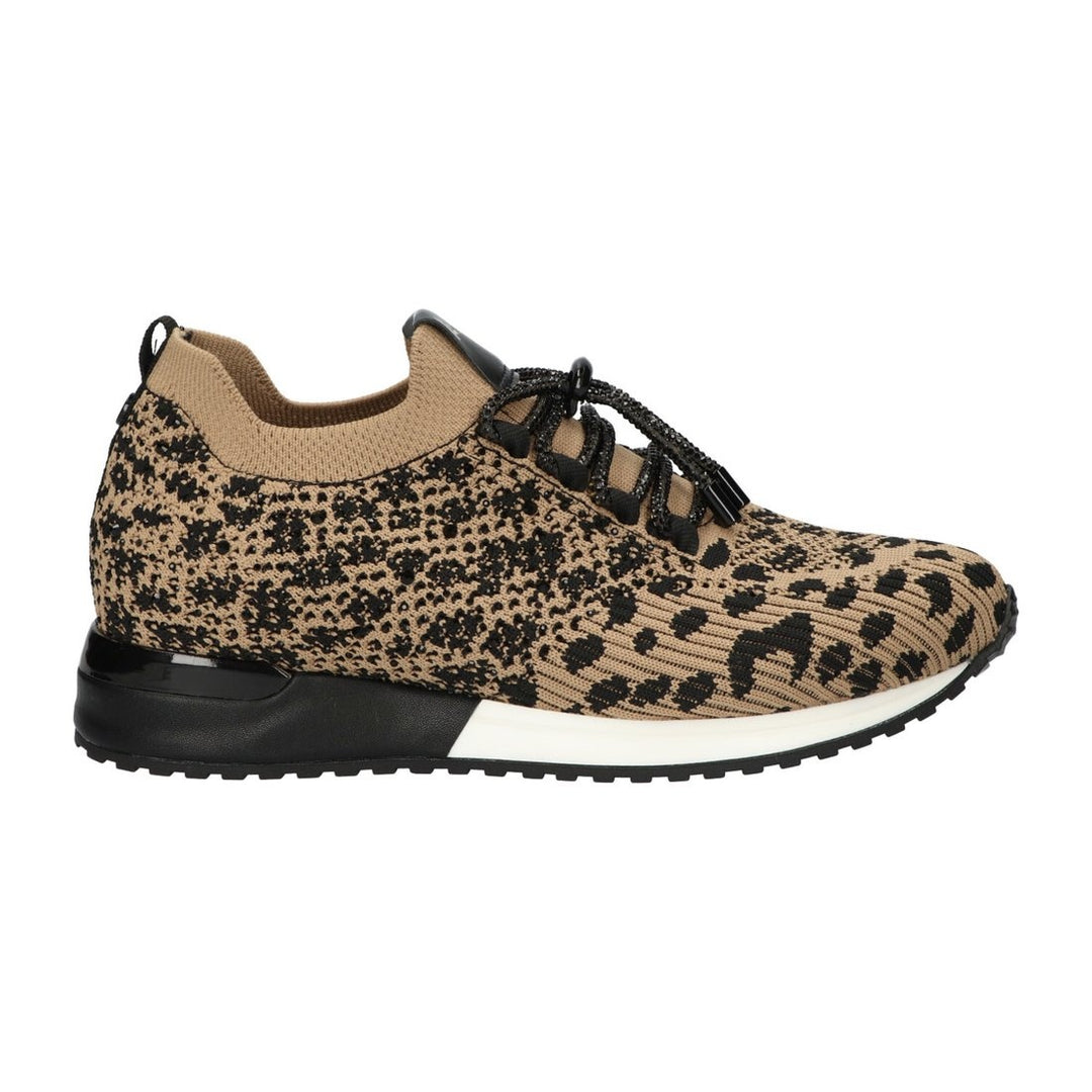 La Strada Sneakers Beige Gestrickt Leopard Strass