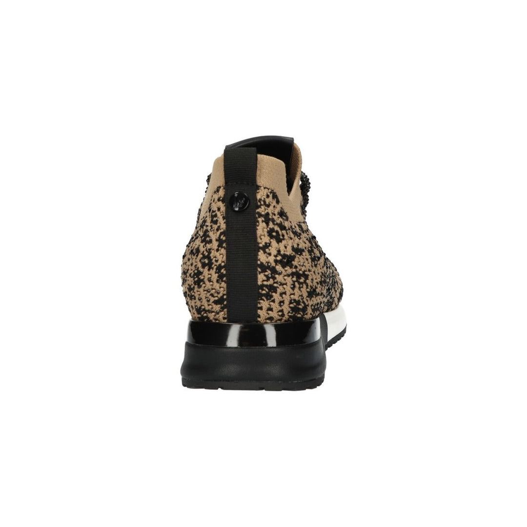 La Strada Sneakers Beige Gestrickt Leopard Strass