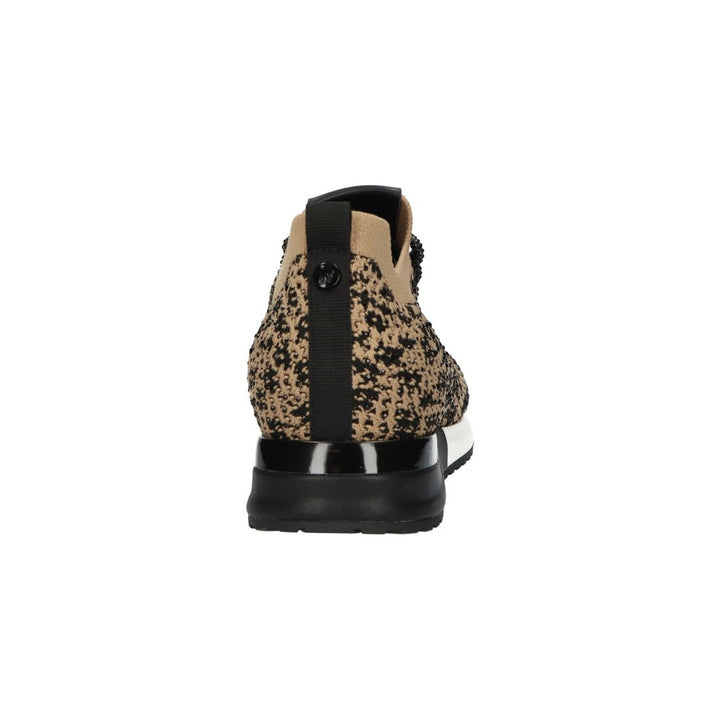 La Strada Sneakers Beige Gestrickt Leopard Strass