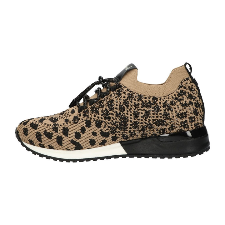 La Strada Sneakers Beige Gestrickt Leopard Strass