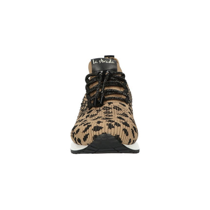 La Strada Sneakers Beige Gestrickt Leopard Strass