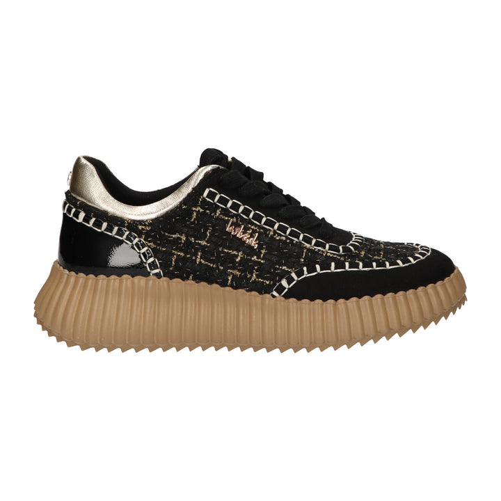 La Strada Turnschuhe Schwarz Canvas Gold