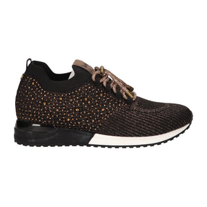 La Strada Sneakers Schwarz Gestrickt Bronze Strass