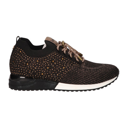La Strada Sneakers Schwarz Gestrickt Bronze Strass