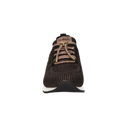 La Strada Sneakers Schwarz Gestrickt Bronze Strass