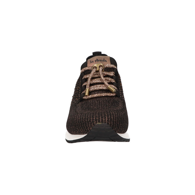 La Strada Sneakers Schwarz Gestrickt Bronze Strass