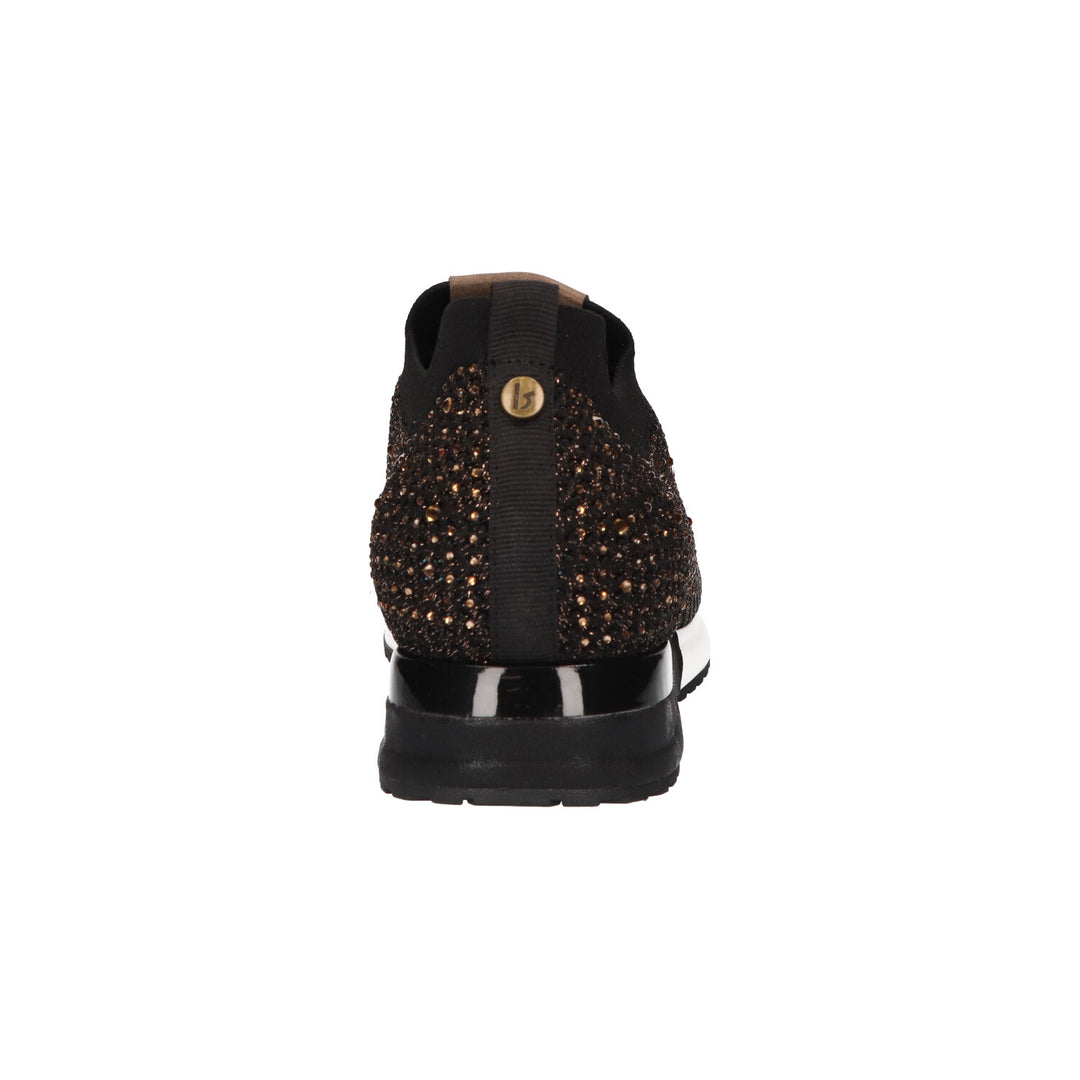 La Strada Sneakers Schwarz Gestrickt Bronze Strass