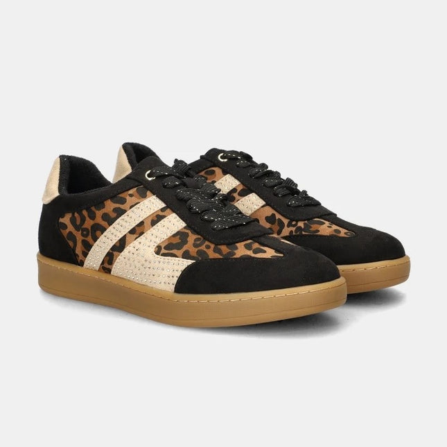 La Strada Sneakers Schwarz Samba Leopard Strass