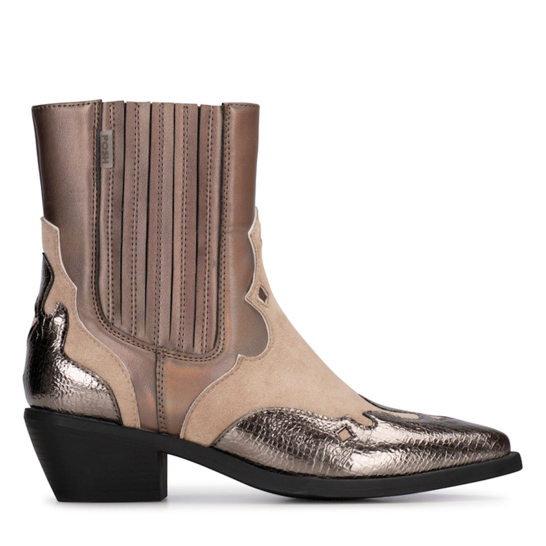 POSH by Poelman Stiefelette Roxi Braun Kurzer Cowboy-Stiefel