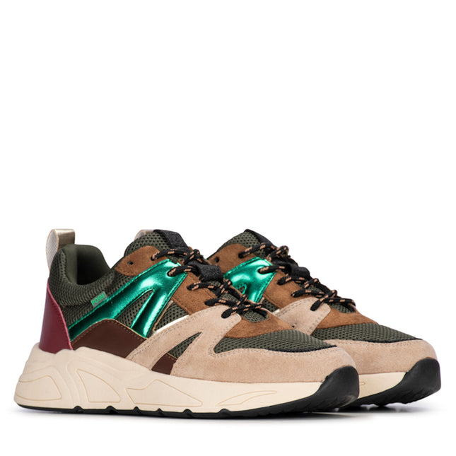 POSH by Poelman Sneakers Grün Carocel Beige Combi